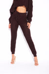 Brown Waffle Knitted Lounge Set