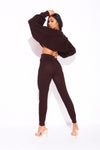 Brown Waffle Knitted Lounge Set