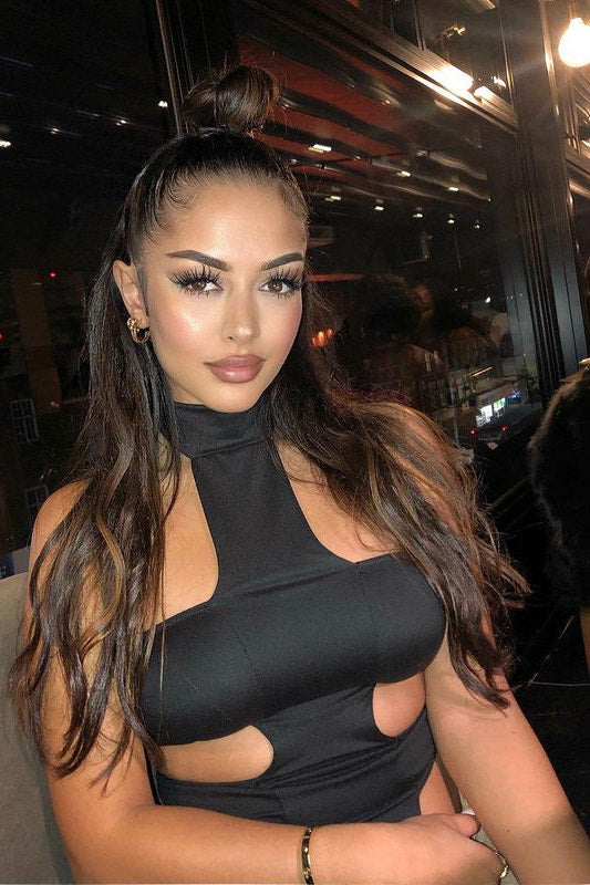 Black Cut Out High Neck Bodysuit