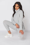 Grey Knitted Roll Neck Jumper & Leggings Lounge Set