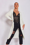 Cream Oversized Balloon Sleeve Knitted Cardigan