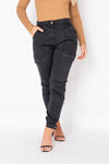 Washed Black Seam Detail Cargo Jeans