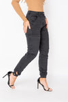 Washed Black Seam Detail Cargo Jeans