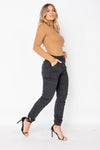 Washed Black Seam Detail Cargo Jeans
