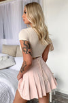 Beige Ribbed Criss Cross Tie Up Crop Top