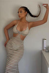 Stone Cut Out Sheer Knit Maxi Beach Dress