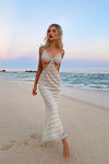 Stone Cut Out Sheer Knit Maxi Beach Dress