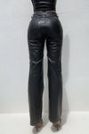 Black Faux Leather Straight Leg Trousers