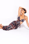 Black Marble Print Cut Out Detail Midaxi Dress