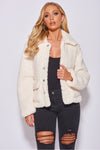 Ivory Oversized Teddy Borg Trucker Jacket