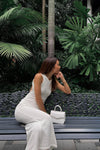 White Ribbed Open Back Sleeveless Maxi Dress