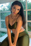 Olive Halter Tie Detail Crop Top & Flare Trousers Set