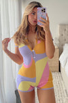 Multi Abstract Print Knit Playsuit