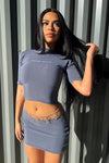 Grey Chrome Archive Mini Skirt & Crop Top Co-Ord