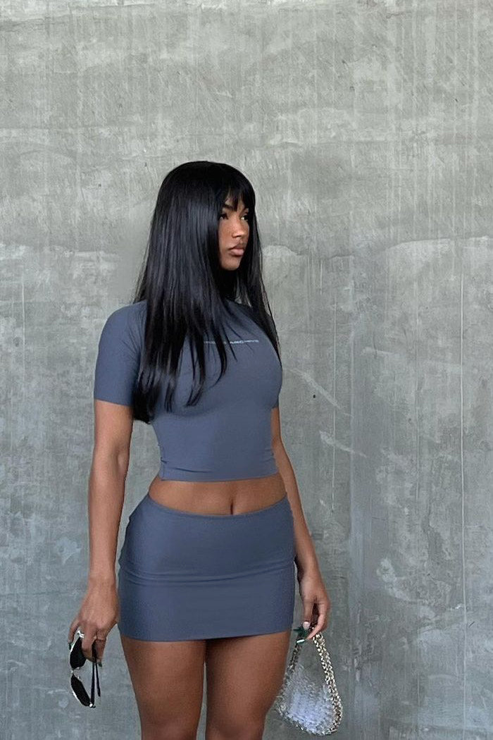 Grey Chrome Archive Mini Skirt & Crop Top Co-Ord