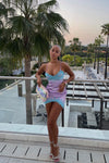 Lilac Satin Lace Trim Slip Mini Dress