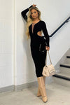 Black Knitted Cut Out Long Sleeve Jumpsuit