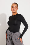 Black Seamless Slinky Long Sleeve Top