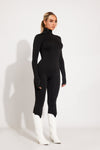 Black Turtleneck Long Sleeve Jumpsuit