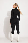 Black Turtleneck Long Sleeve Jumpsuit