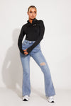 Black High Neck Zip Sportline Long Sleeve Top