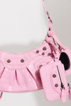 Pink Faux Leather Cagole Shoulder Bag