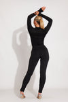 Black High Neck Seam Detail Sportline Jumpsuit