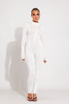 White High Neck Seam Detail Sportline Jumpsuit