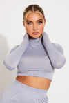 Grey High Neck Crop Top & Wide Leg Trousers Co-Ord