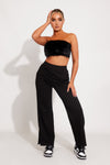 Black Oversized Split Hem Wide Leg Joggers