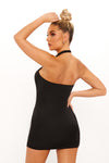 Black Halter Square Neck Bodycon Mini Dress