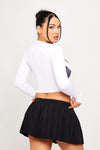 Black Pleated Woven Low Rise Micro Mini Skirt