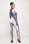 Grey Body Print Bodysuit & High Waist Leggings Co-Ord