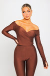 Chocolate Plunge Long Sleeve Wrap Top & Split Leggings Co-Ord