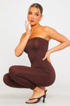 Chocolate Basic Sleeveless Bandeau Tube Jumpsuit