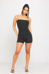 Black Seamless Spaghetti Strap Playsuit