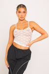 White Sheer Floral Lace Cami Top