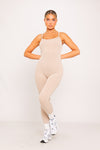 Stone Ribbed Seamless Strappy Jumpsuit