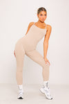 Stone Ribbed Seamless Strappy Jumpsuit