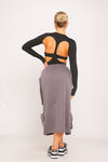 Grey Pocket Detail Split Front Cargo Maxi Skirt