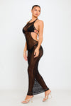 Black Sheer Lace Halterneck Cover Up Maxi Dress