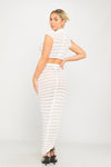 White High Neck Semi Sheer Knit Ruched Crop Top