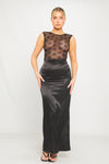 Black Sheer Lace Cap Sleeve Open Back Crop Top