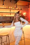 White Sheer Lace Long Sleeve Top & Leggings Co-Ord Set