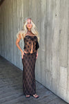 Black Sheer Lace Tie Front Top & Maxi Skirt Co-Ord