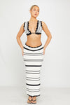 Black White Contrast Crochet Bralette & Maxi Skirt Co-Ord