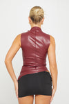 Wine Faux Leather High Neck Asymmetric Top