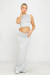 Light Grey Sleeveless Top & Fold Over Maxi Skirt Co-Ord