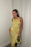 Yellow Sheer Sequin Detail Sleeveless Maxi Dress