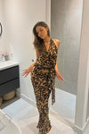 Brown Leopard Print Wrap Top & Maxi Skirt Co-Ord